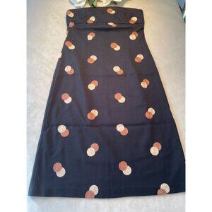 Vintage RUTH Strapless Black Dress Embroidered Polka Dot Design Side Zipper Sz 8